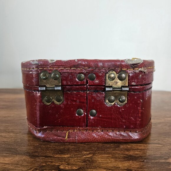 Vintage 30s 40s Childs Girls Leather Suitcase Bag Case Mary Quite Contrary Rhyme - Picture 3 of 9